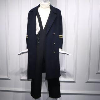 Double-breasted Coat / Turtle-neck Sweater