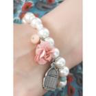 Faux-pearl Metallic Charm Bracelet