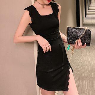 Sleeveless Lace Trim Mini Bodycon Dress