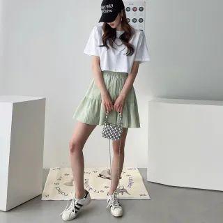 Shirred Inset Shorts Flared Miniskirt