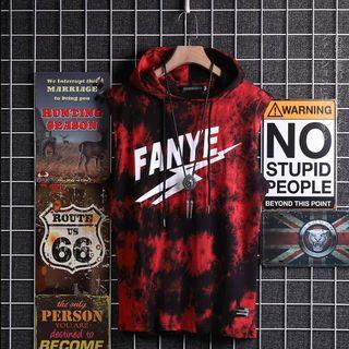Sleeveless Letter Tie Dye Hooded Top