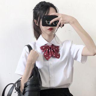 Dotted Bow Short-sleeve Shirt