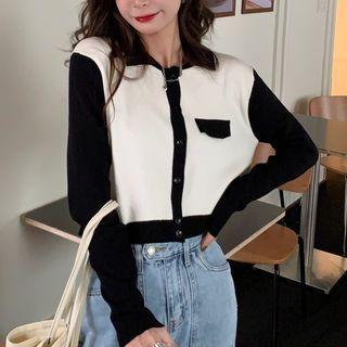 Two-tone Cropped Cardigan Two-tone - Black & White - One Size
