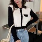 Two-tone Cropped Cardigan Two-tone - Black & White - One Size