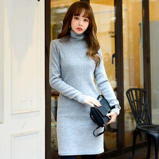 Mock-neck Brushed-fleece Dress