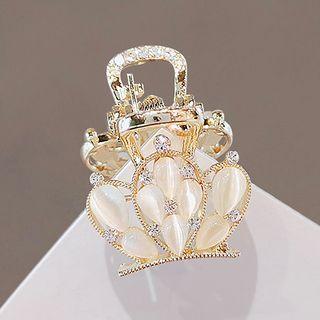 Crown Faux Cat Eye Stone Alloy Hair Clamp Ly2521 - Gold - One Size
