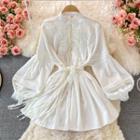 Faux Pearl Lace Trim Mini Dress White - One Size