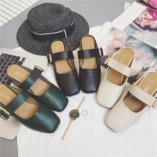 Buckled Block Heel Mules