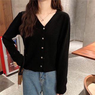 Long-sleeve V-neck Knit Cardigan