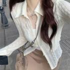 Long-sleeve Button-up Lace Top / Mini Skort