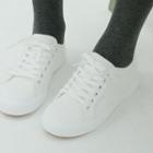 Toe-cap Canvas Sneakers White - One Size