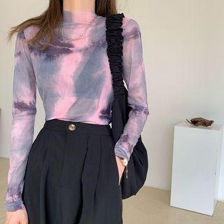 Long-sleeve Tie-dyed Mesh T-shirt