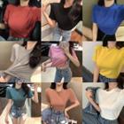 Short-sleeve Plain T-shirt In 12 Colors