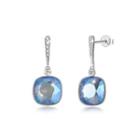 925 Sterling Silver Elegant Fashion Simple Sparkling Multicolor Blue Austrian Element Crystal Earrings Silver - One Size