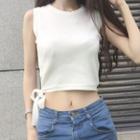 Sleeveless Tie-side Cropped Knit Top