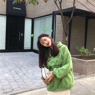 Lettering Hoodie Mustard Green - One Size