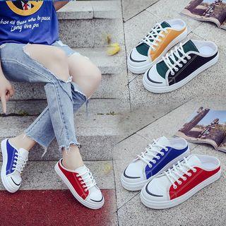 Color Block Canvas Mules