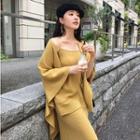 Set: Spaghetti Strap Midi Knit Dress + Cardigan