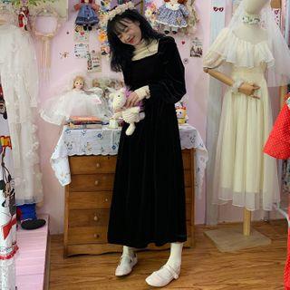 Long-sleeve Mid Velvet Dress / Top