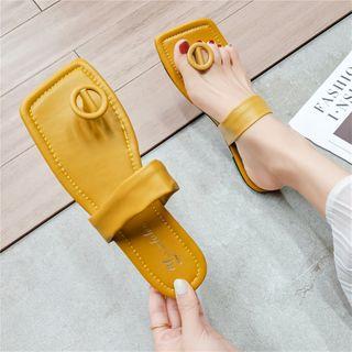 Faux Leather Square-toe Sandals