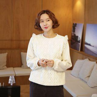 Lace-panel Frilled Sweatshirt