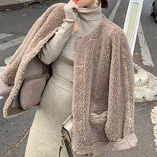 Buttoned Faux Lambswool Jacket