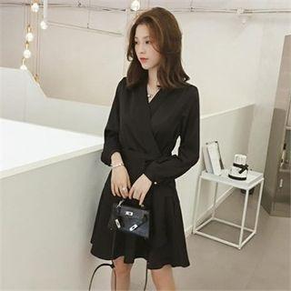Satin Surplice-wrap Mini Dress