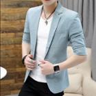 Plain Elbow-sleeve Blazer