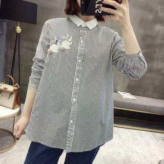 Rabbit Applique Striped Shirt