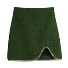 Chain Detail Asymmetrical Mini Pencil Skirt