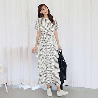 Polka-dot Layered Maxi Dress