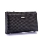 Genuine-leather Woven Clutch