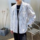 Long-sleeve Lace Panel Print Shirt