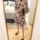 Shirred-sleeve Floral Print Dress