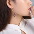 Faux Pearl Faux Crystal Flower Dangle Earring 1 Pair - Purple - One Size