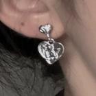 Heart Alloy Dangle Earring 2076a# - 1 Pair - Silver - One Size