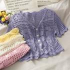 Open-knit Button-down Light Top
