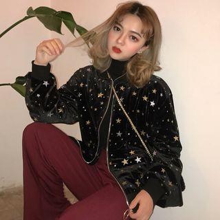 Star Pattern Velvet Loose-fit Jacket