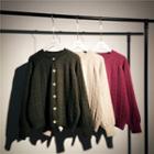 Round-neck Cable-knit Single-breasted Cardigan