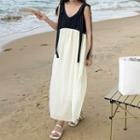 Sleeveless Two-tone Midi Sundress