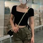 Short-sleeve Drawstring Cropped T-shirt / Mini Sheath Dress