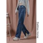 Side-slit High-waist Straight-cut Jeans