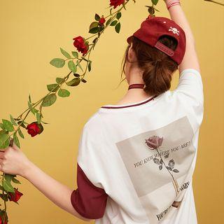 Short-sleeve Two Tone Printed T-shirt Dress