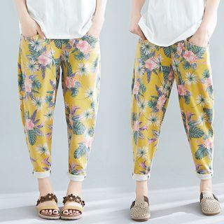 Print Harem Knit Jeans