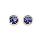 Simple Fashion Plated Rose Gold Geometric Round Stud Earrings With Purple Austrian Element Crystal Rose Gold - One Size