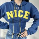 Lettering Gathered-waist Hoodie