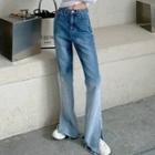High-waist Slit Gradient Wide-leg Jeans