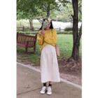 Pintuck-waist Cotton Midi Skirt Ivory - One Size