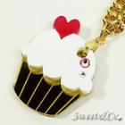 Mini White Cupcake Crystal Gold Necklace