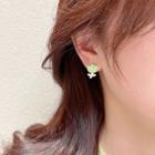 Flower Asymmetrical Alloy Earring 1 Pair - Green - One Size